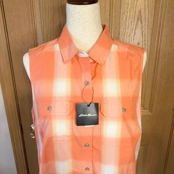 NWT Eddie Bauer Plaid Mountain Sleeveless Shirt Medium - Picture 3 of 10